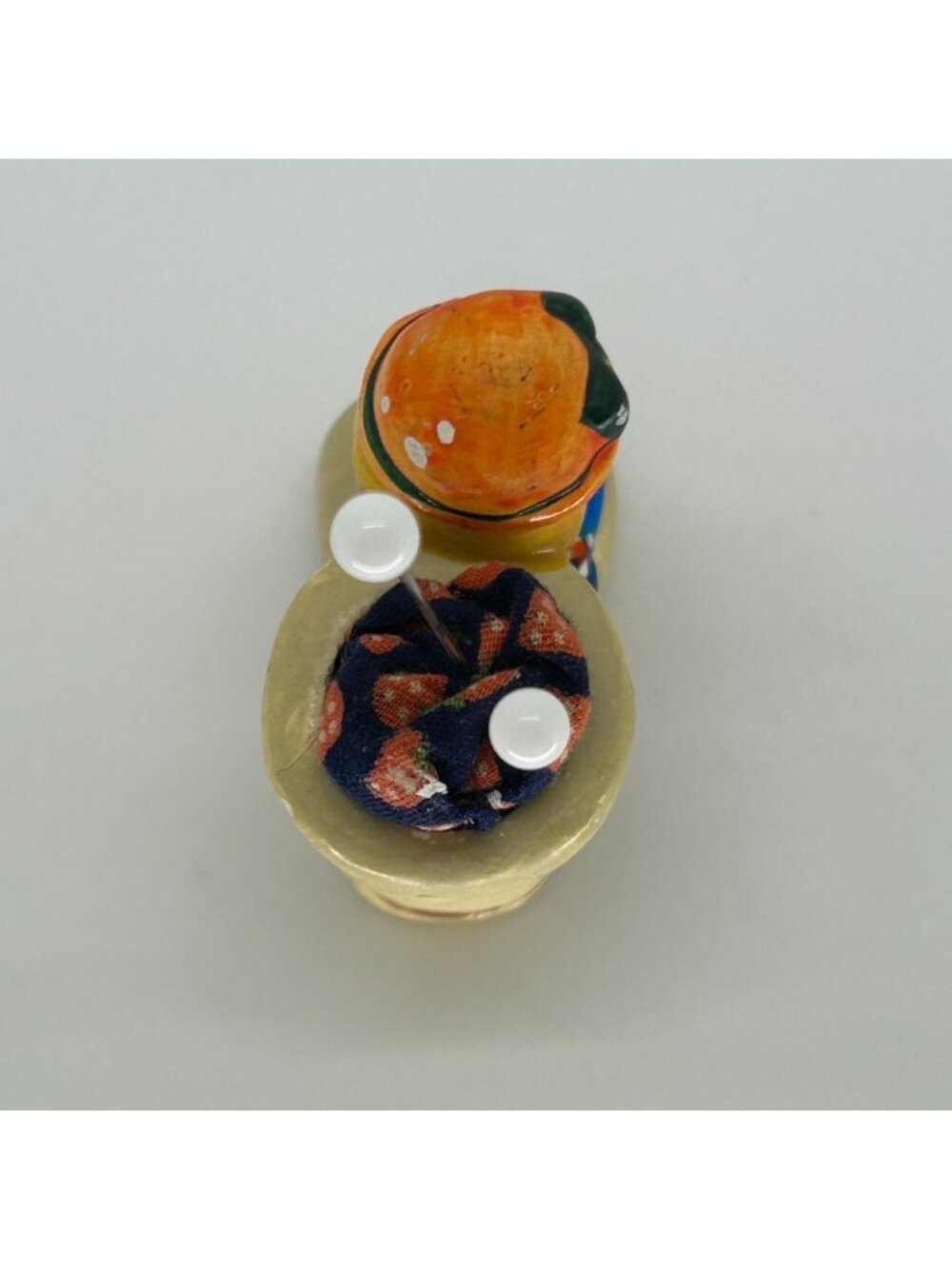 Vintage Pin Cushion Ceramic Tiny Boot with Doll Miniature 1950s Japan Sewing Kit - Picture 7 of 9